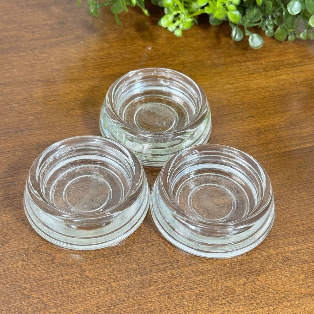 Vintage Clear Thick Glass Furniture Coasters Caster Crystal Rock Holders